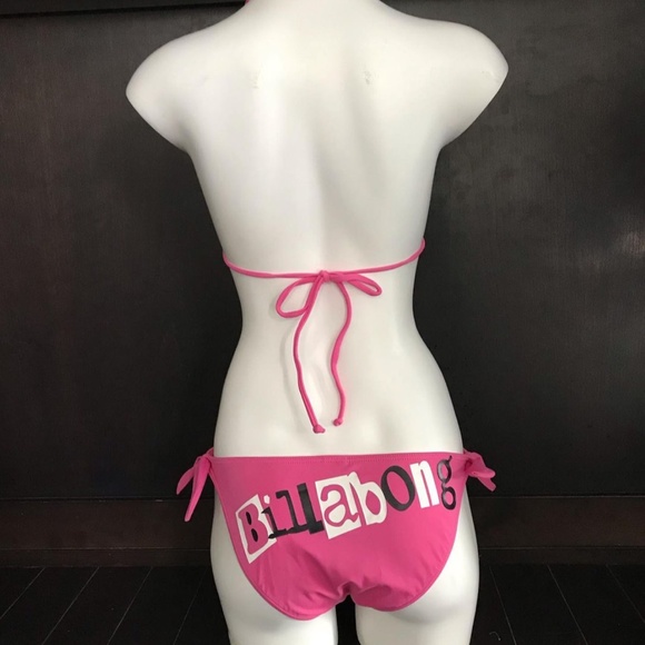 Billabong BLUE CRUSH era Vintage bikini pink logo reversible halter top set RARE - Picture 3 of 9
